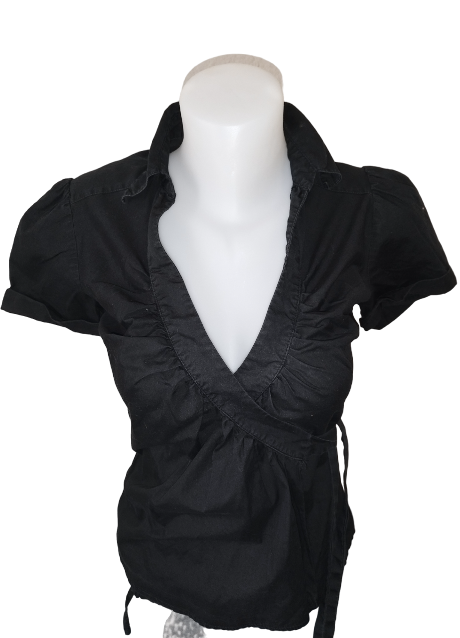Chemise noire cache cœur T. 36 -S