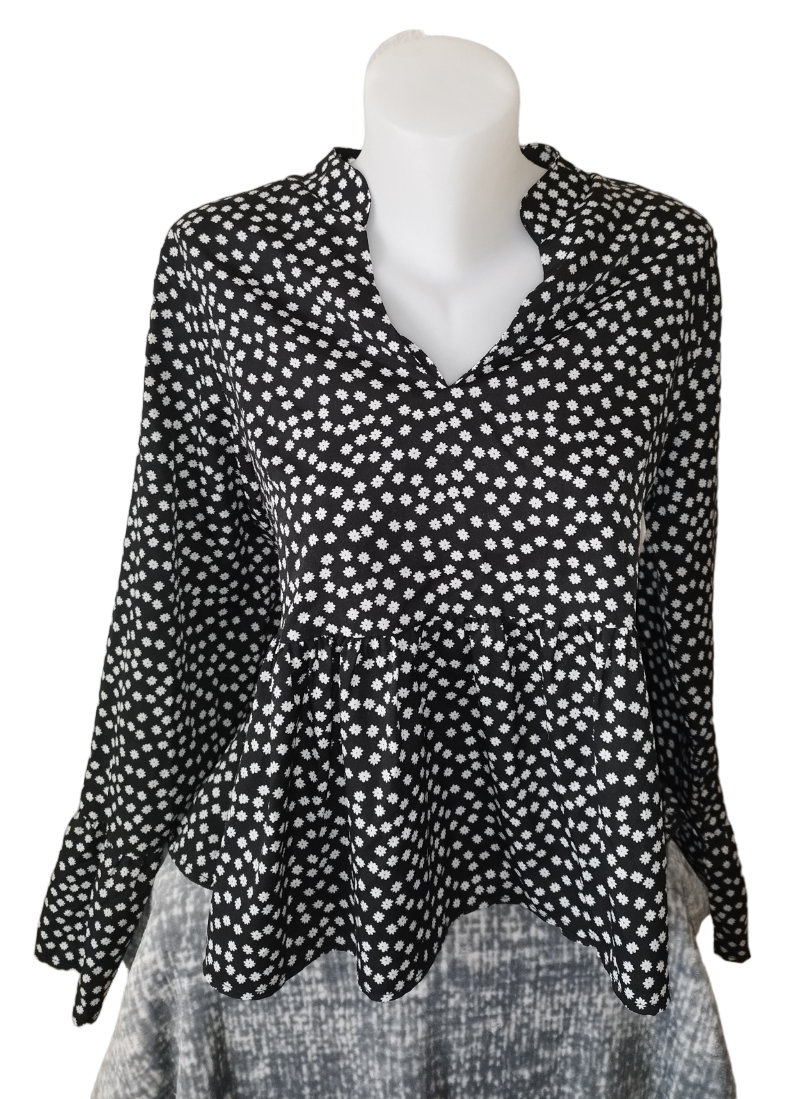 Chemise fleuri noire T. 40-L