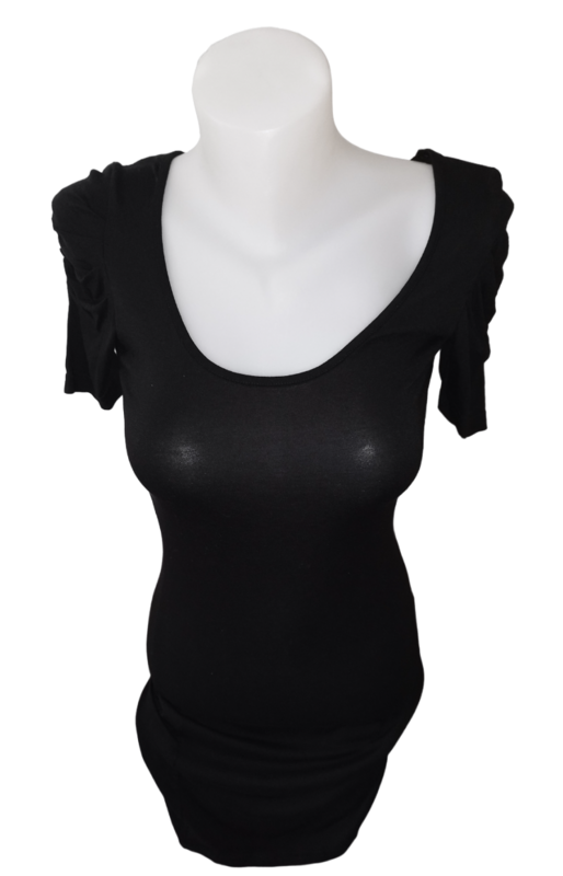 Tee-shirt noir long col rond T. 36 - S