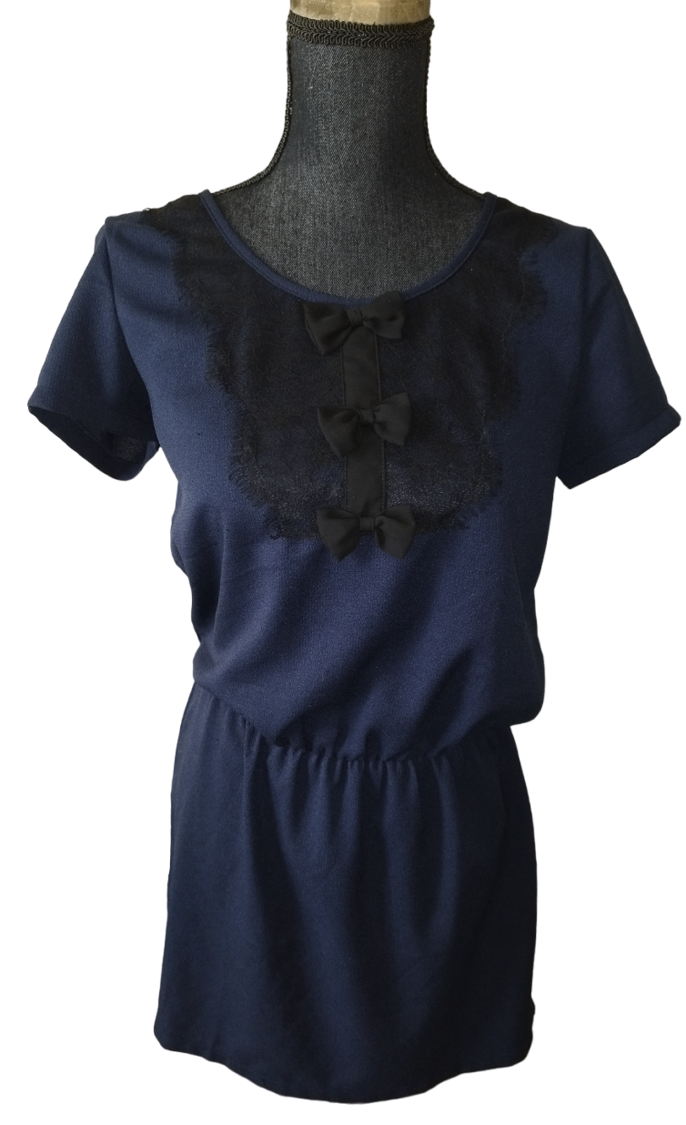 Robe bleue nœud Taille Unique