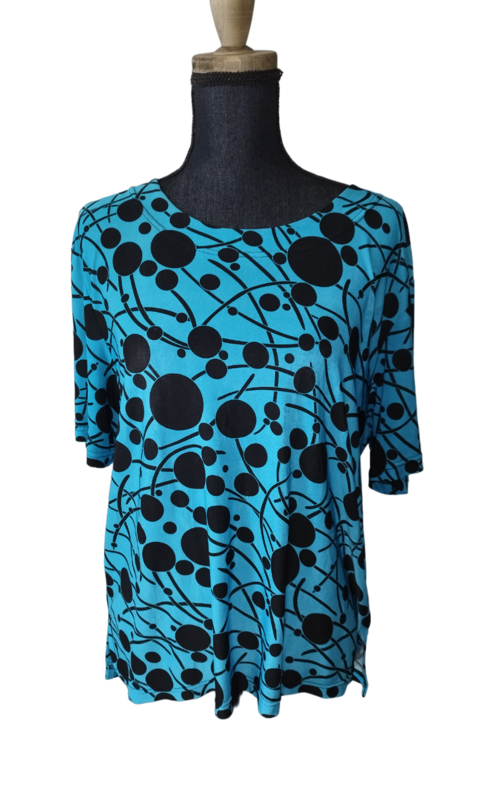 Haut fluide bleu rond noir T. 40 - L