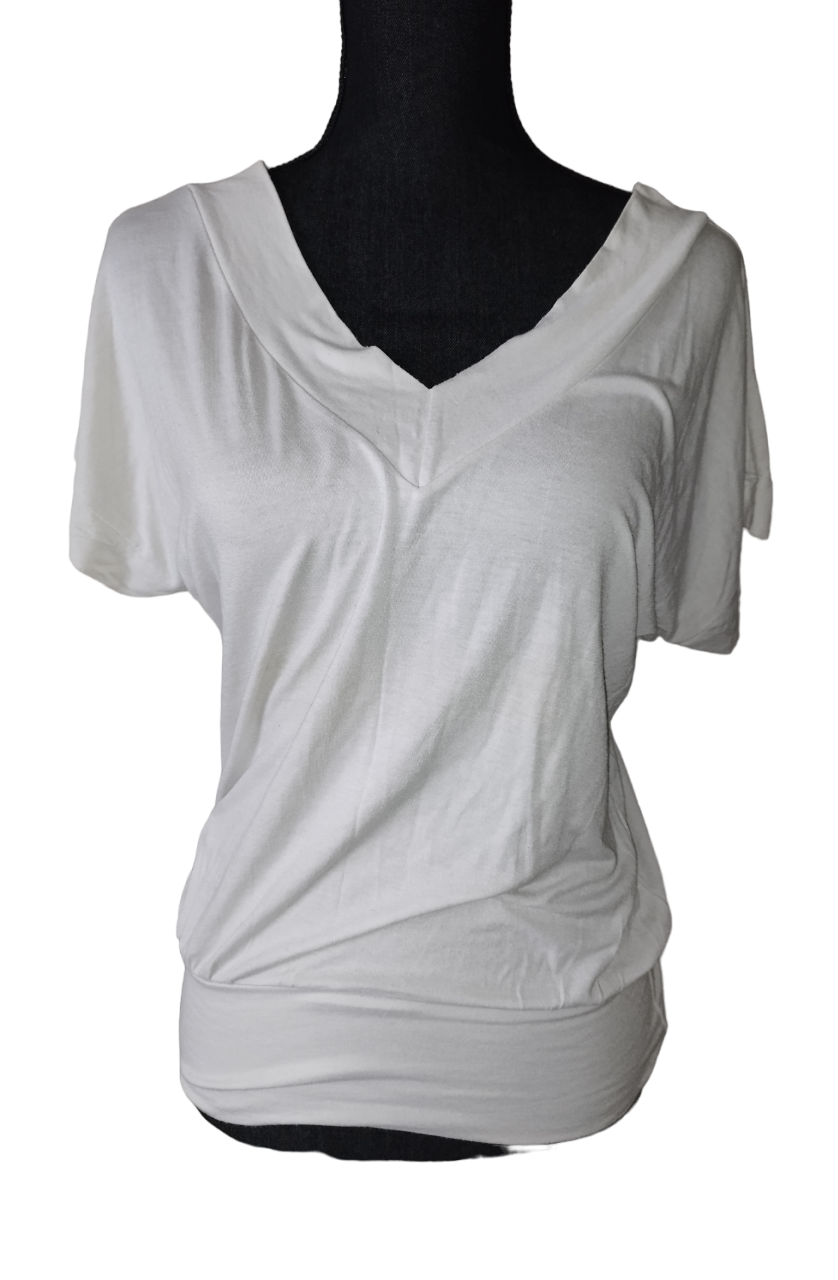 Tee-shirt col v manche courte blanc Taille Unique