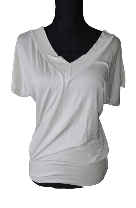 Tee-shirt col v manche courte blanc Taille Unique