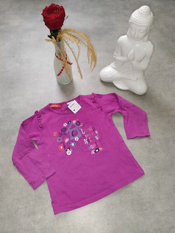 Tee-shirt violet manche longue fleur T. 18 mois