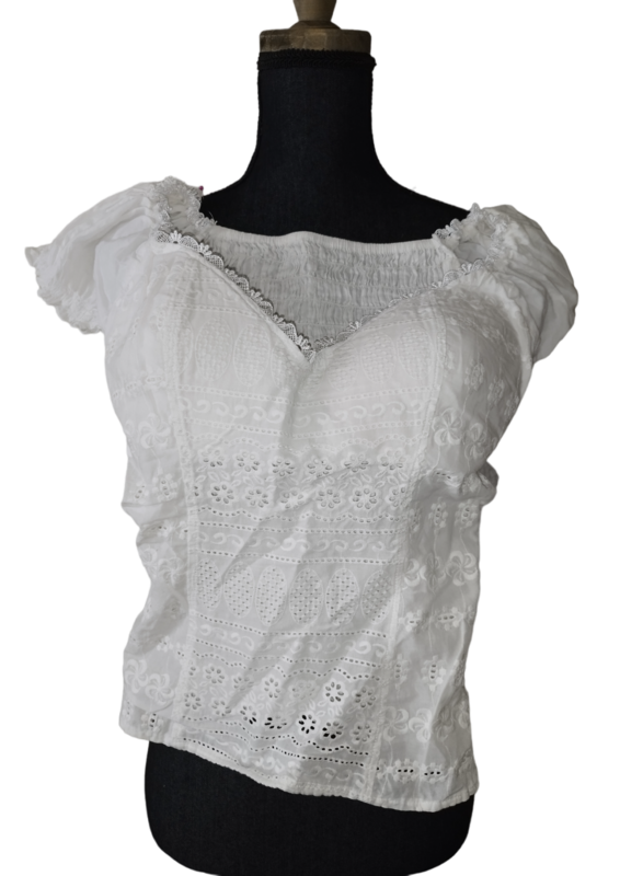 Tee-shirt blanc dessin brodé T. 36 - S