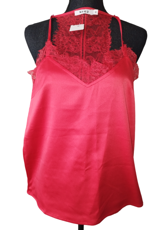 Top rouge dentelle T-32