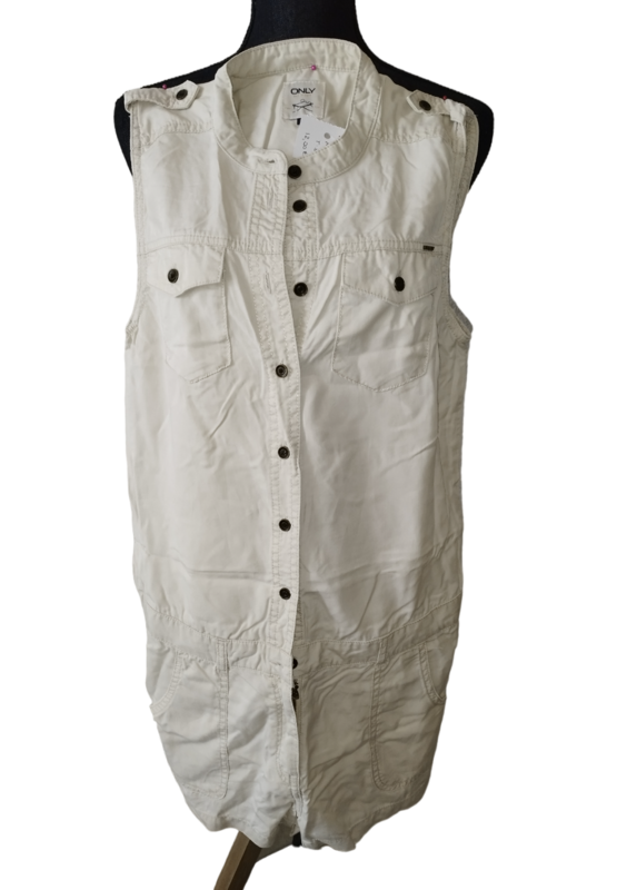 Combi short beige sans manche bouton T. 36-S