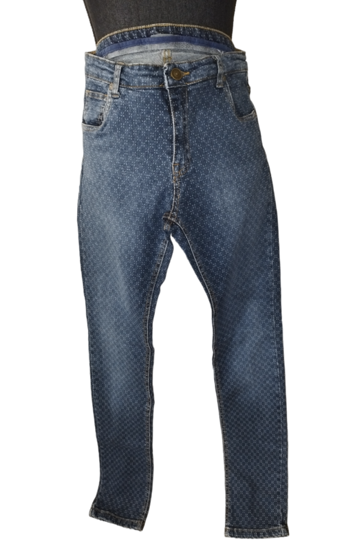 jeans bleu dessin blanc T. 38-M