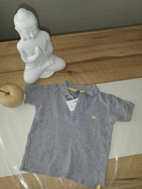 polo manche courte gris jaune T. 24 mois