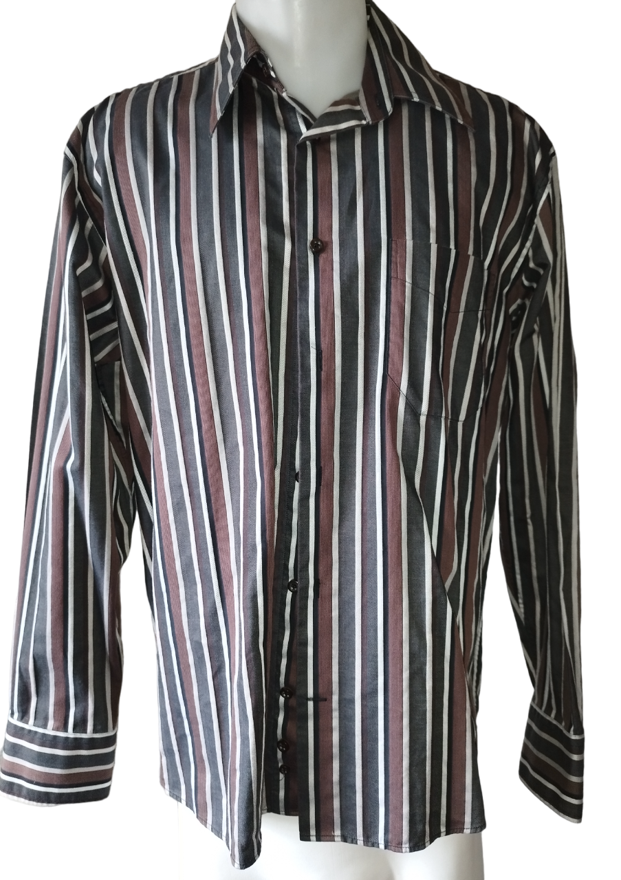 chemise marron rayé noire Devred T. L