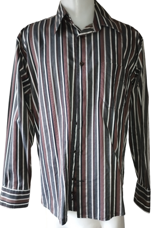 chemise marron rayé noire Devred T. L
