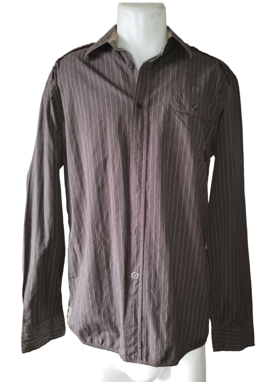 Chemise marron rayure grise T. XL