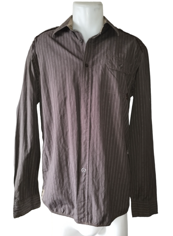 Chemise marron rayure grise T. XL