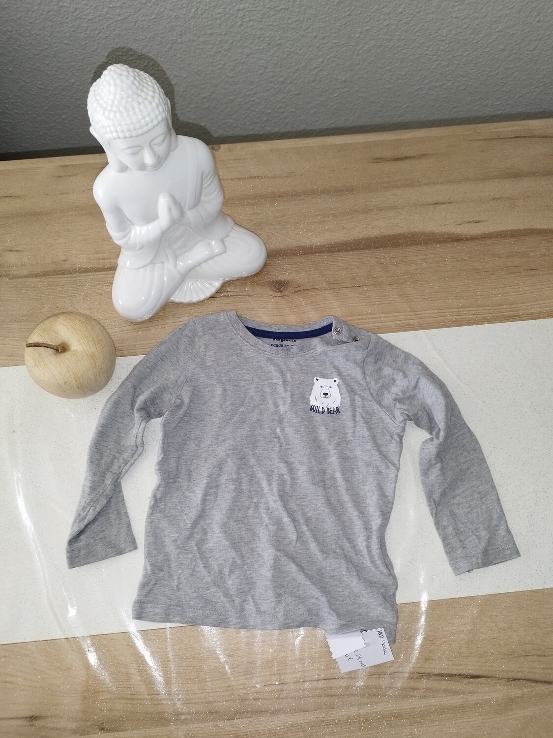 Tee-shirt manche longue gris ours lupilu T. 12-24 mois