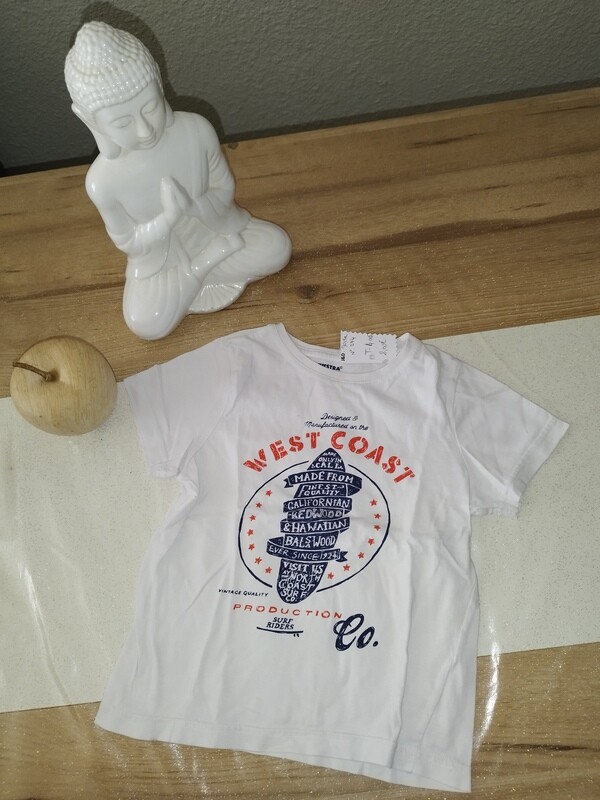 Tee-shirt blanc dessin orange T. 4 ans