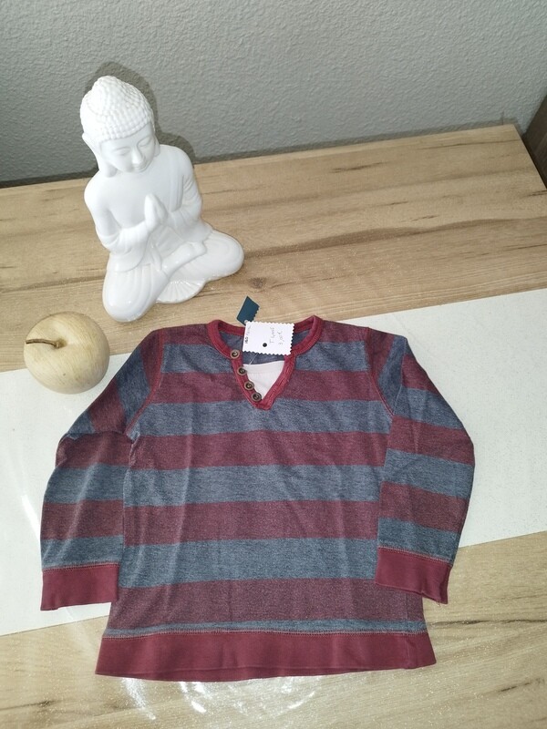 Tee-shirt bordeau rayé gris T.  4 ans