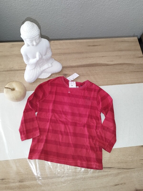 Tee-shirt rouge rayé manche longue T. 4 ans