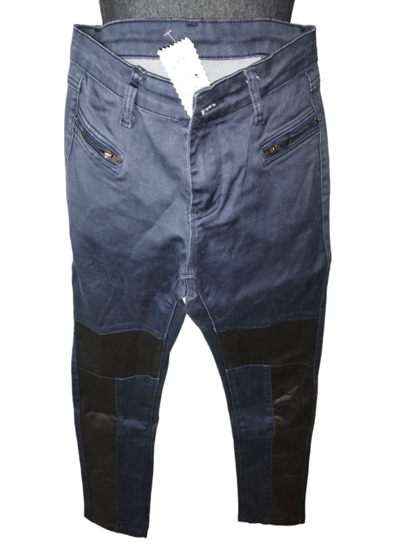 Pantalon bleu marine bande noire T. 36 - S