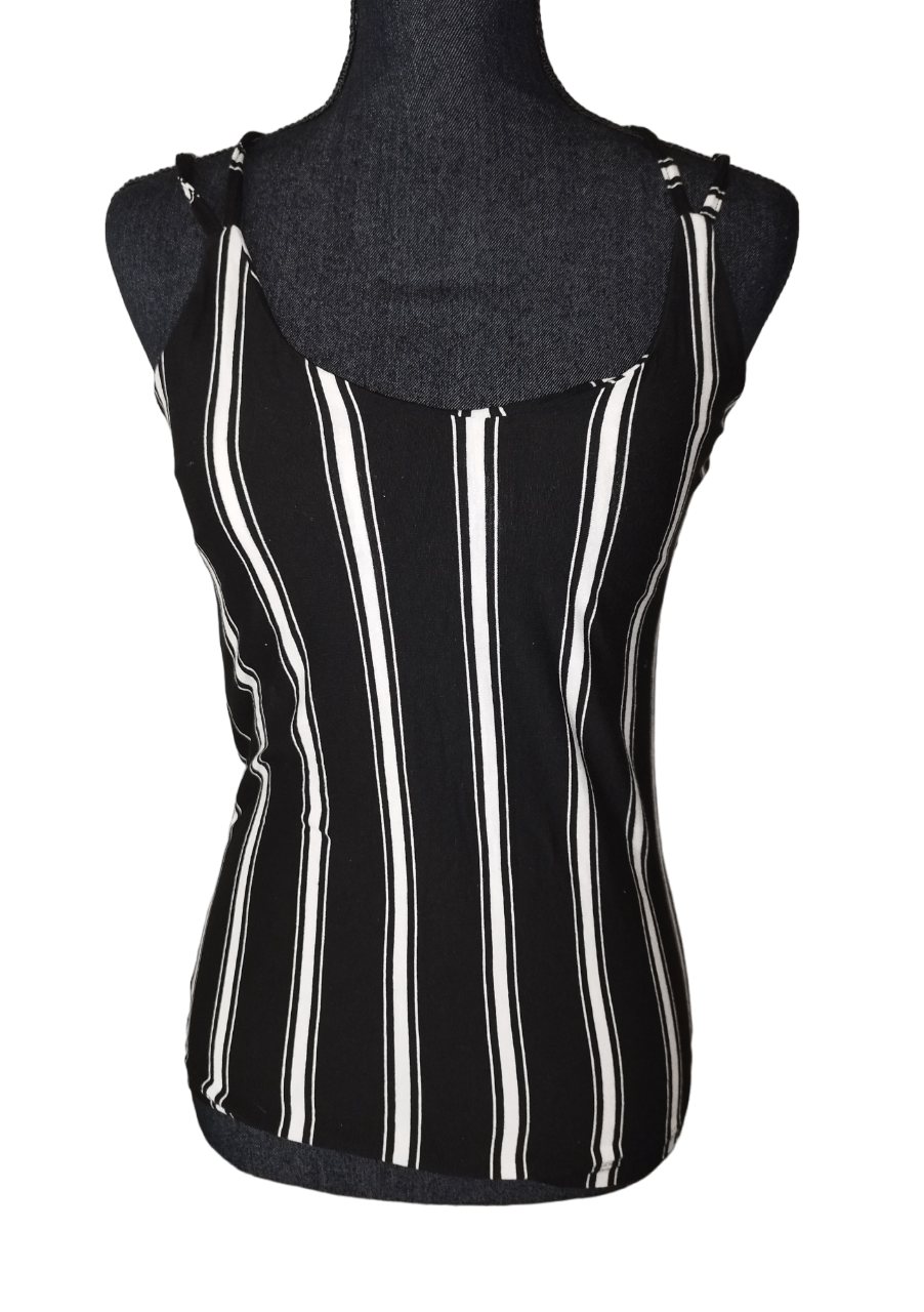 Débardeur noir rayé blanc taille unique