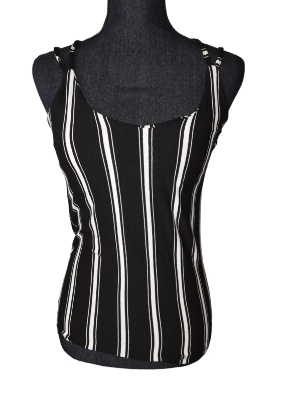 Débardeur noir rayé blanc taille unique