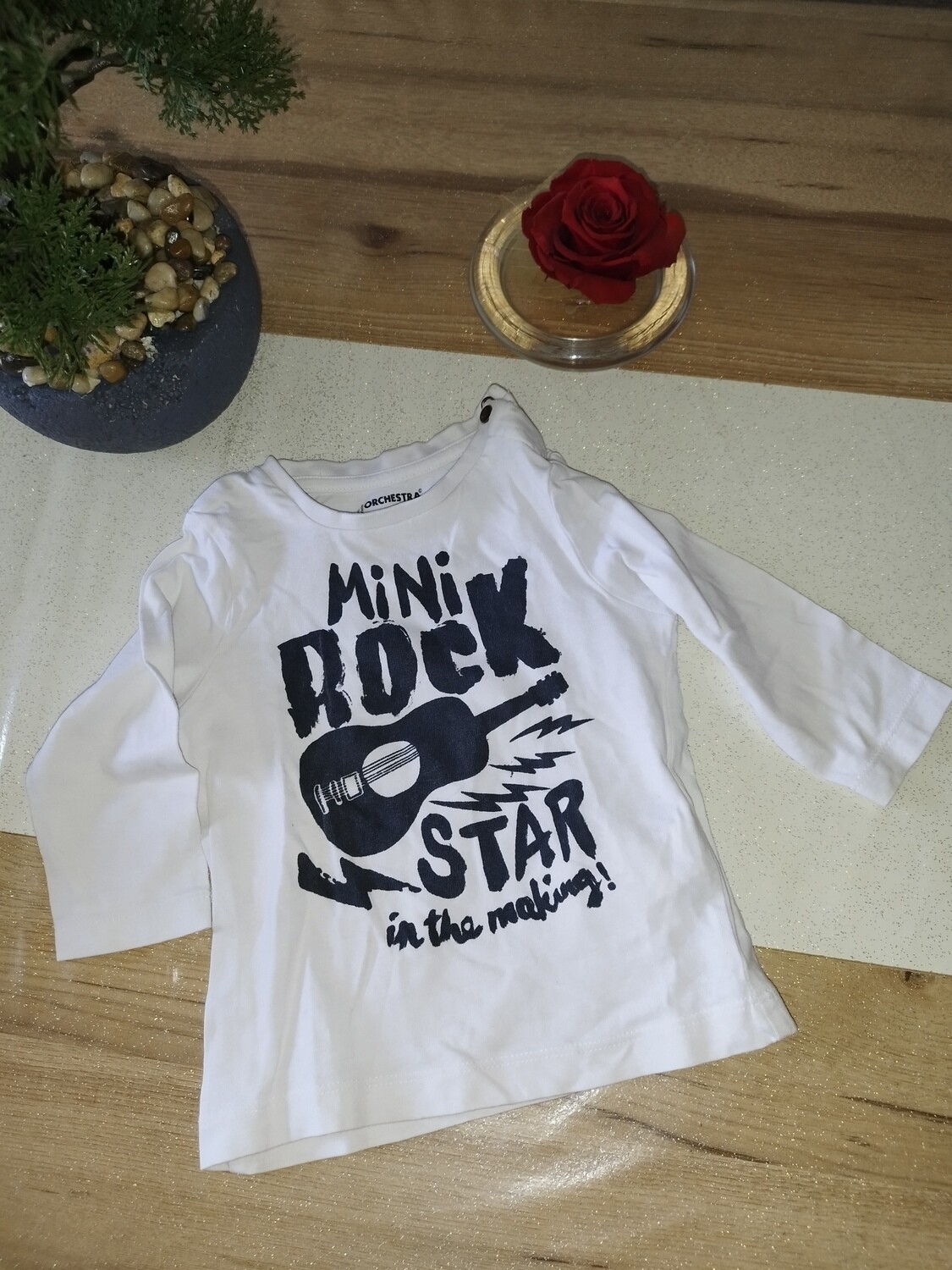 Tee-shirt blanc écriture noir rock T. 12 Mois