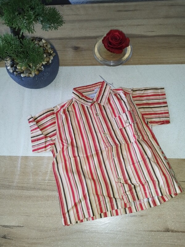Chemise manche courte rouge T. 12 mois