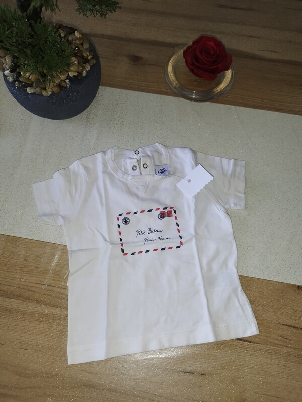 Tee-shirt manche courte blanc petit bateau T. 12 mois