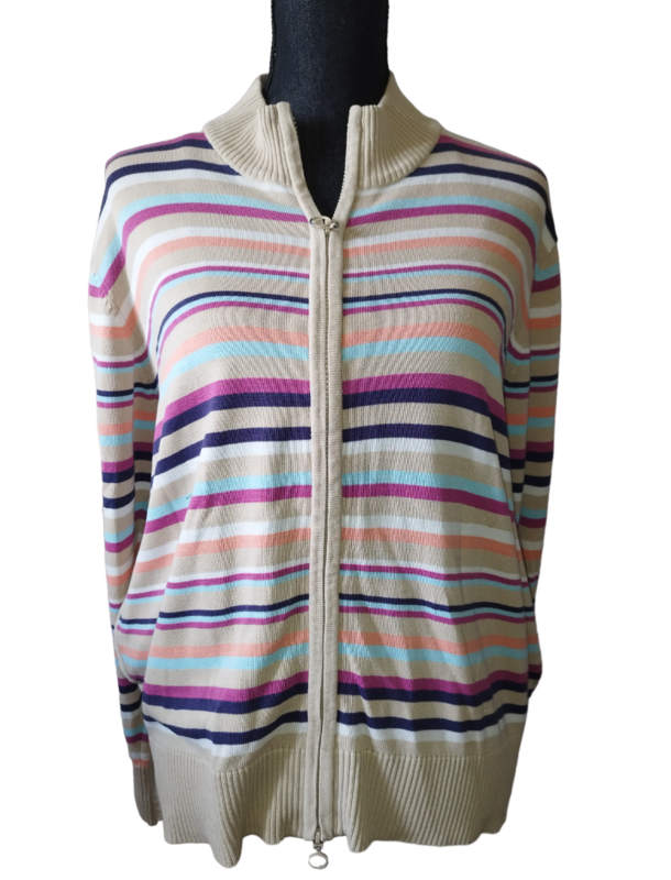 Gilet beige rayé multicolore T. L