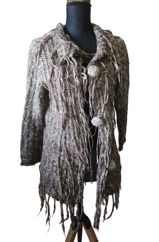 Gilet marron frange T. 38