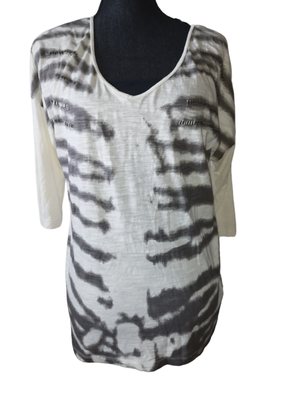 Haut beige tigré strass T. L