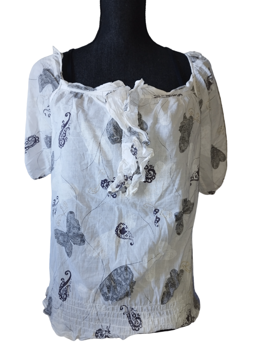 Blouse blanche papillon Taille: M