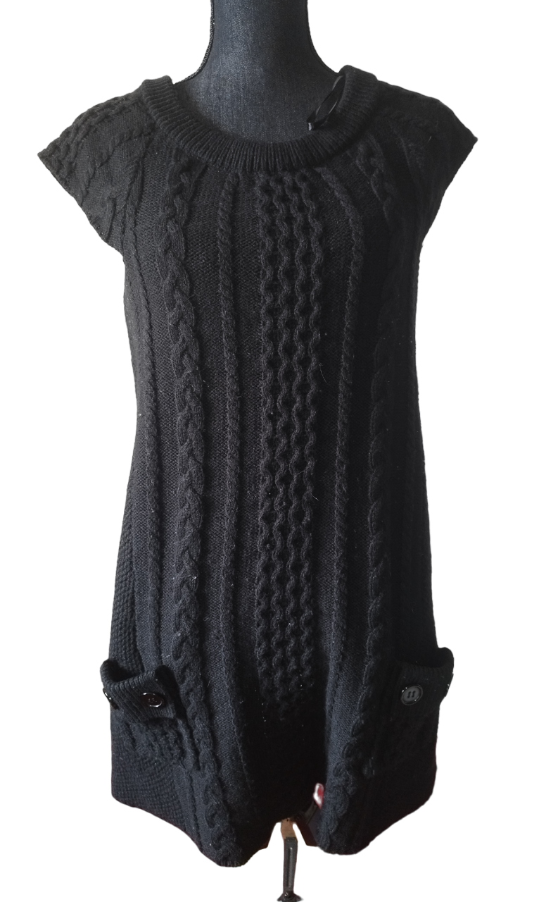 Tunique noire laine longue Taille: 38-40