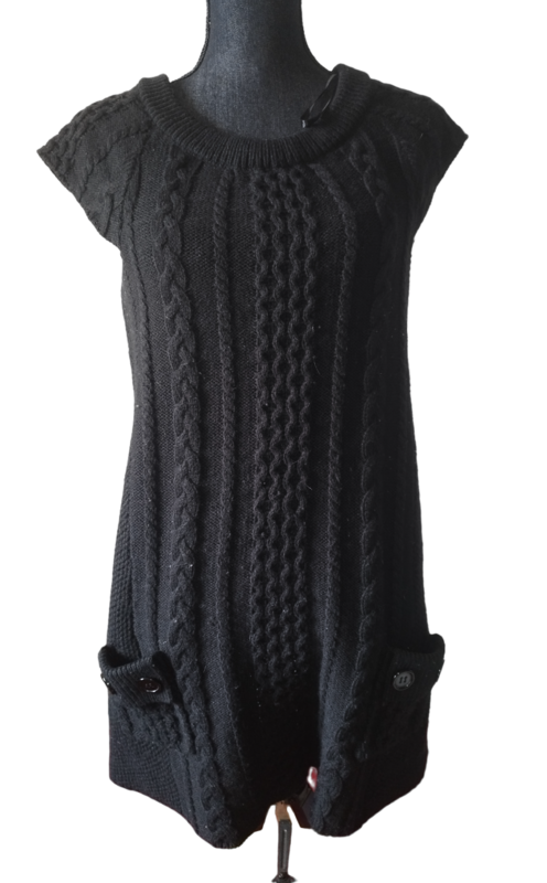 Tunique noire laine longue Taille: 38-40