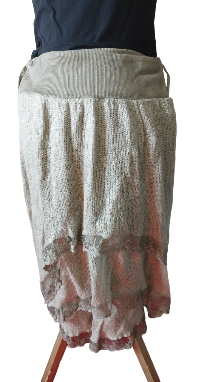 Jupe kaki grise longue dentelle Taille M-L