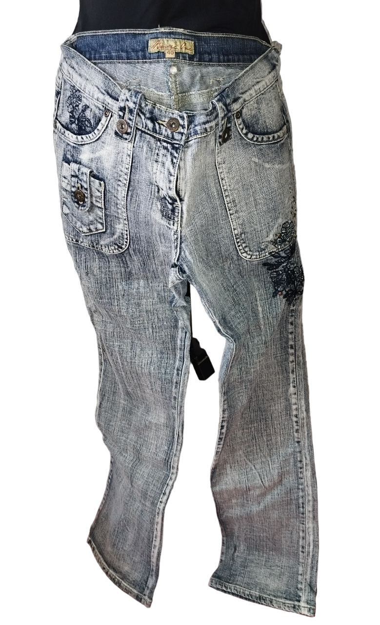 Jeans bleu fleur Taille 40
