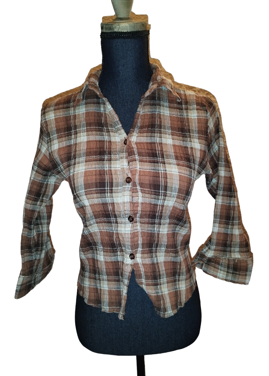 Chemise marron carreau T. 38