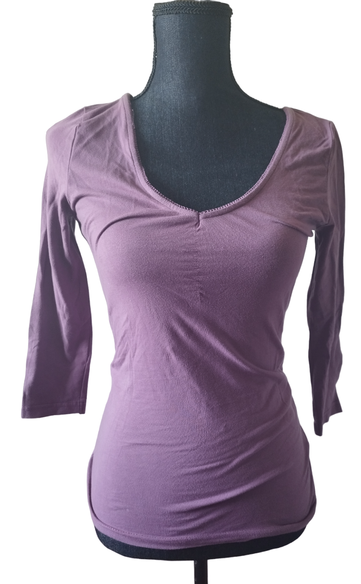 Tee-shirt violet col v T. 34-36