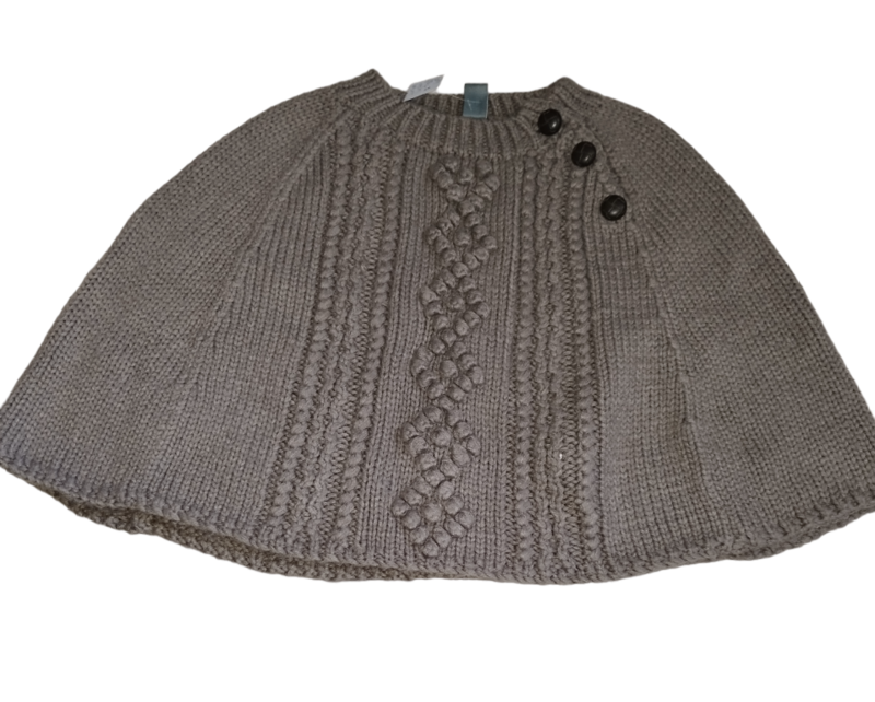 Poncho laine kaki Zara T. 10-12 ans