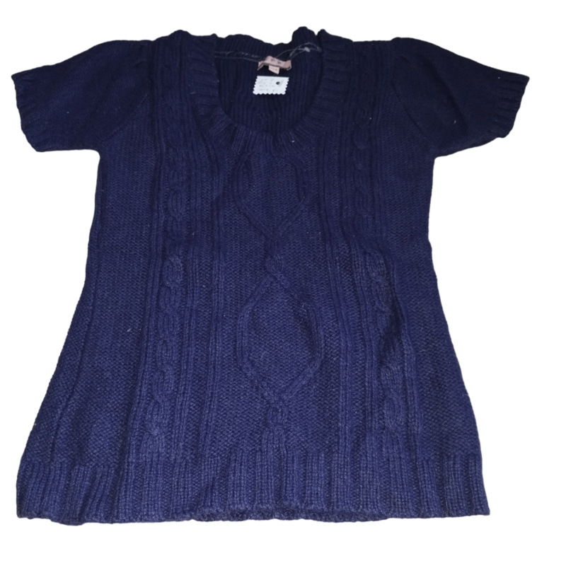 Pull bleu marine manche courte T. 12 ans
