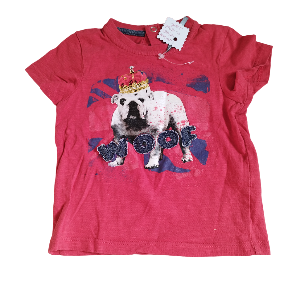 Tee-shirt rouge chien T. 18 mois