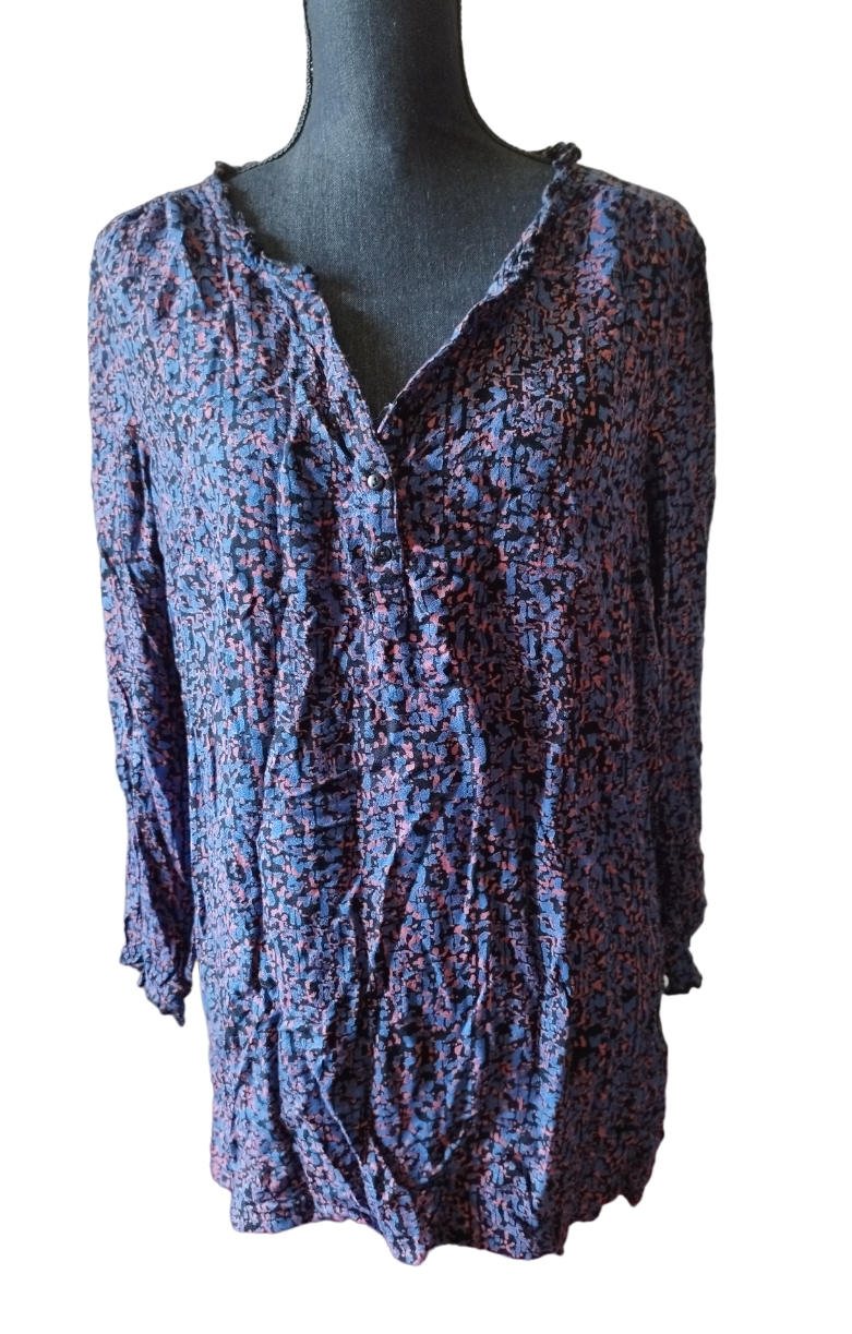 Blouse bleu et rose bariolé Taille unique