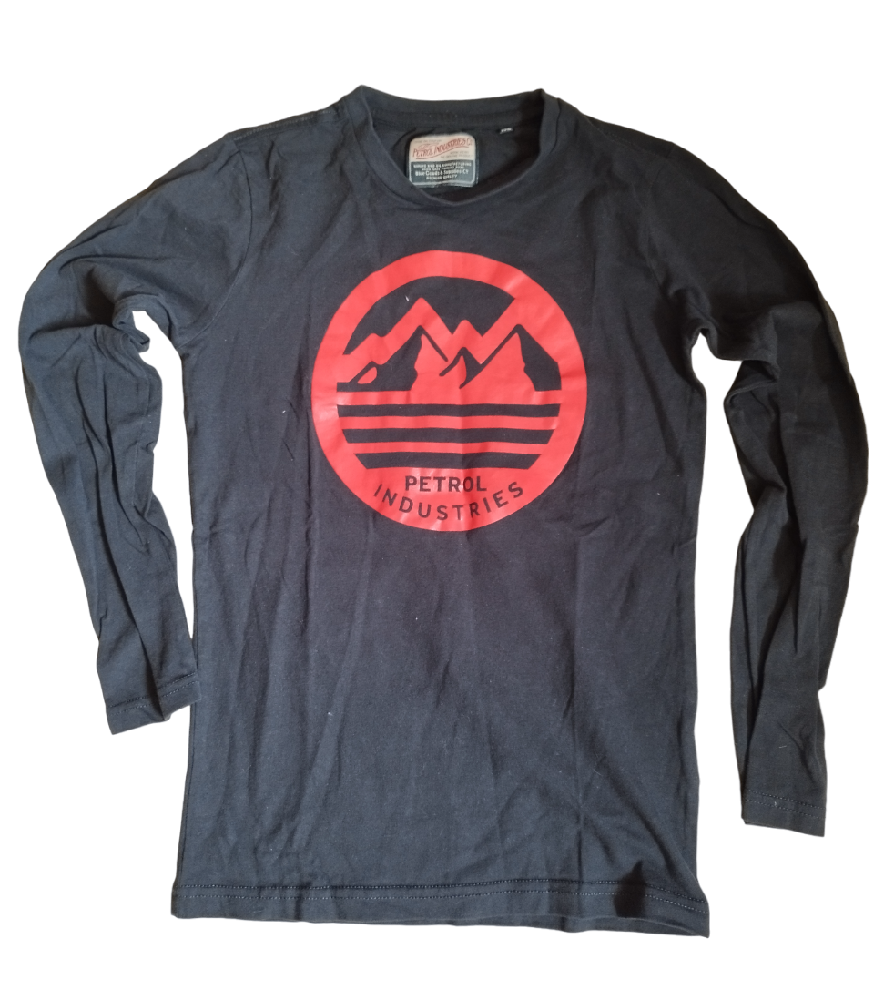 Haut manche longue bleu marine dessin rouge T. 12 ans