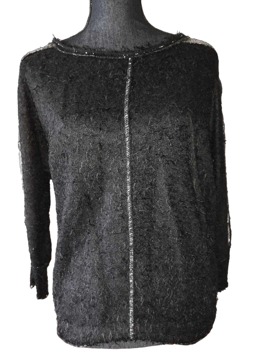 Pull paillette grise T. 38 - M
