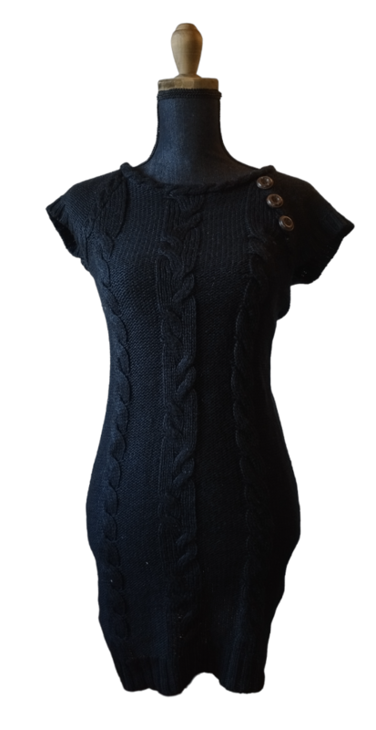 Tunique laine noire manche courte T. 34-36 - XS-S