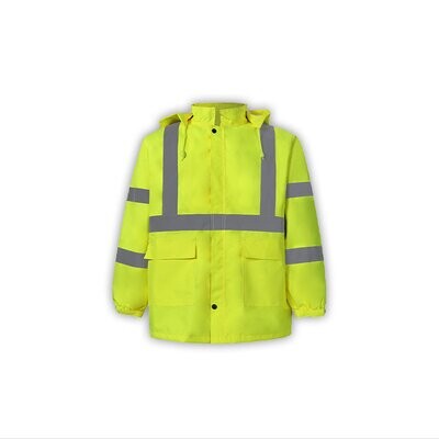 750C-3-LG RAIN JACKET LIME-DETACH HOOD CLASS 3