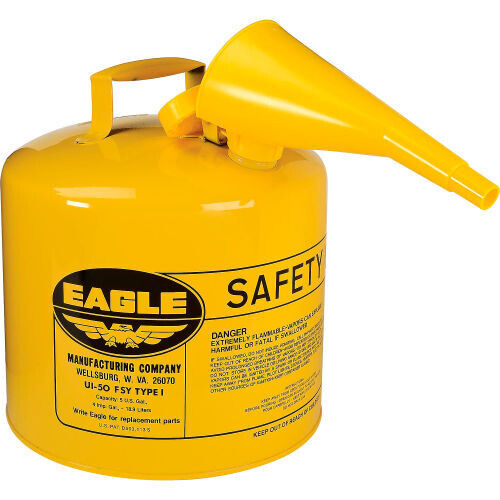 UI-50-FSY YELLOW 5 GAL TYPE 1 SAFETY CAN W/FUNNEL