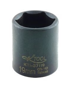 KTI-37119 SOCKET IMPACT METRIC SHORT 3/8 DRIVE 19MM