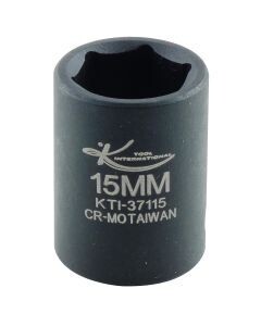 KTI-37115 SOCKET IMPACT METRIC SHORT 3/8 DRIVE 15MM