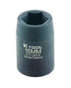KTI-38115 SOCKET 1/2 DRIVE SHORT IMPACT 15MM