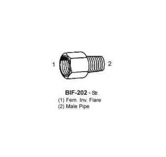 202-08-04 FI x MP - Male Connector - Inverted Flare - Brass 202X8X4